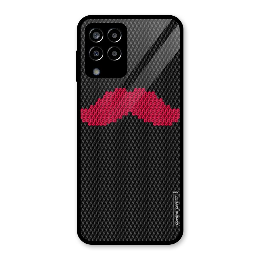 Pink Moustache Glass Back Case for Galaxy M33