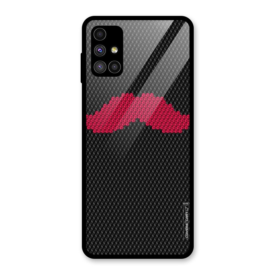 Pink Moustache Glass Back Case for Galaxy M51