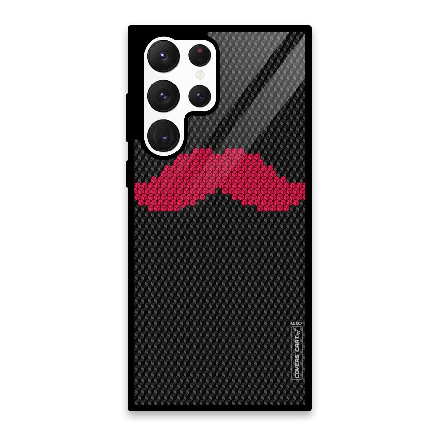 Pink Moustache Glass Back Case for Galaxy S22 Ultra 5G