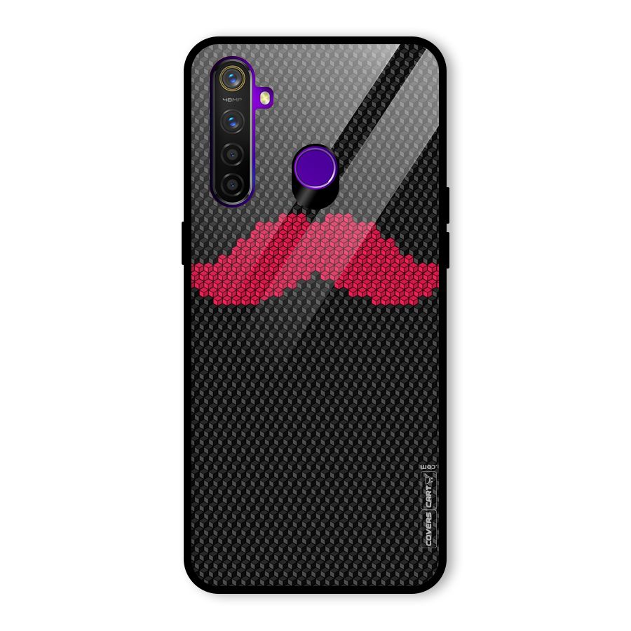 Pink Moustache Glass Back Case for Realme 5 Pro