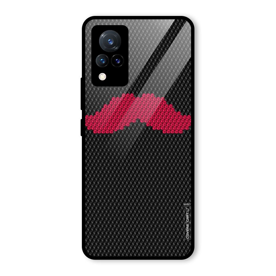 Pink Moustache Glass Back Case for Vivo V21 5G