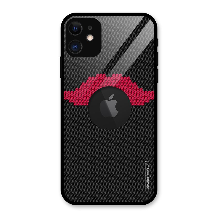 Pink Moustache Glass Back Case for iPhone 11 Logo Cut
