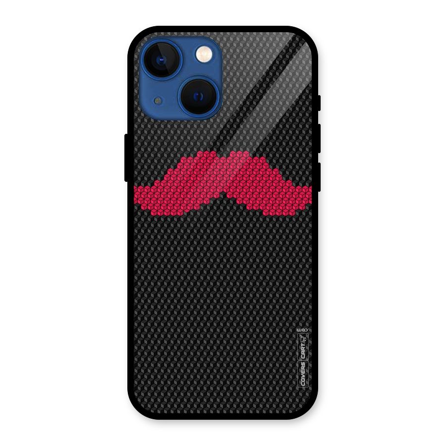 Pink Moustache Glass Back Case for iPhone 13 Mini