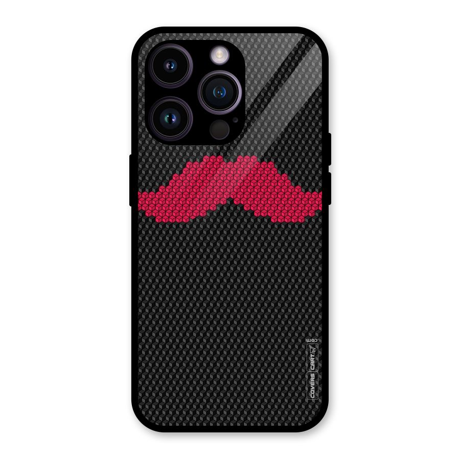 Pink Moustache Glass Back Case for iPhone 14 Pro