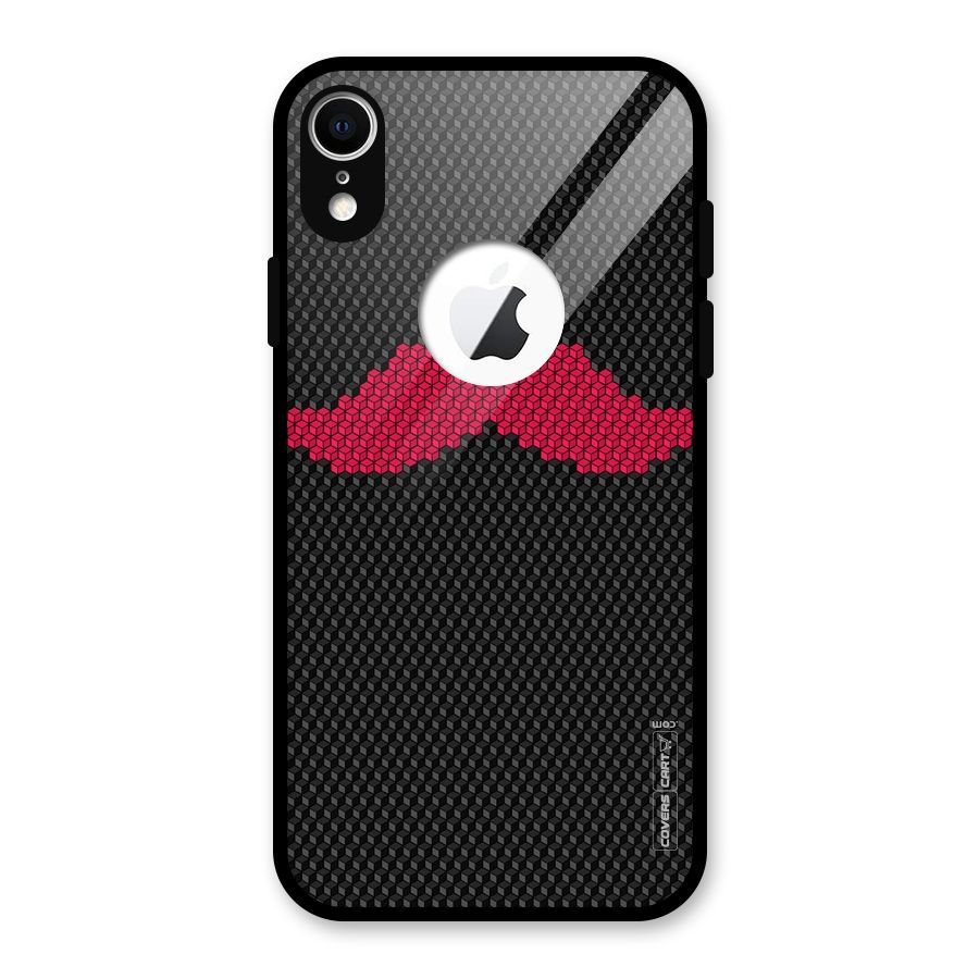 Pink Moustache Glass Back Case for iPhone XR Logo Cut