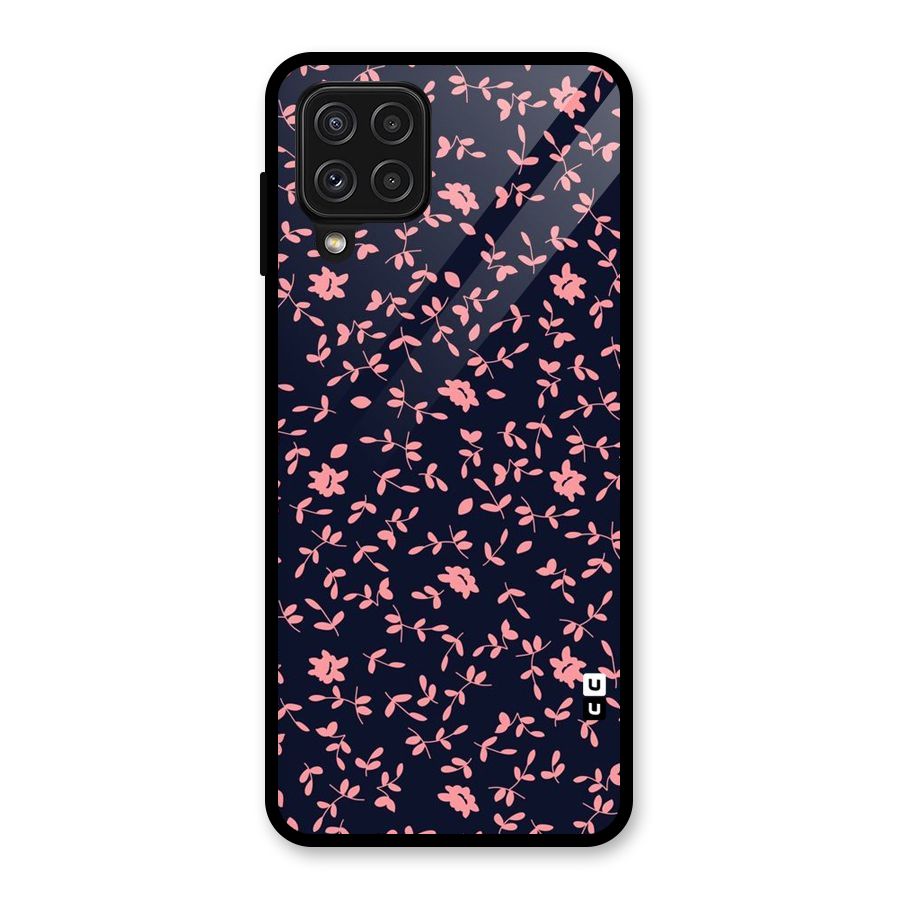 Pink Plant Design Glass Back Case for Galaxy A22 4G