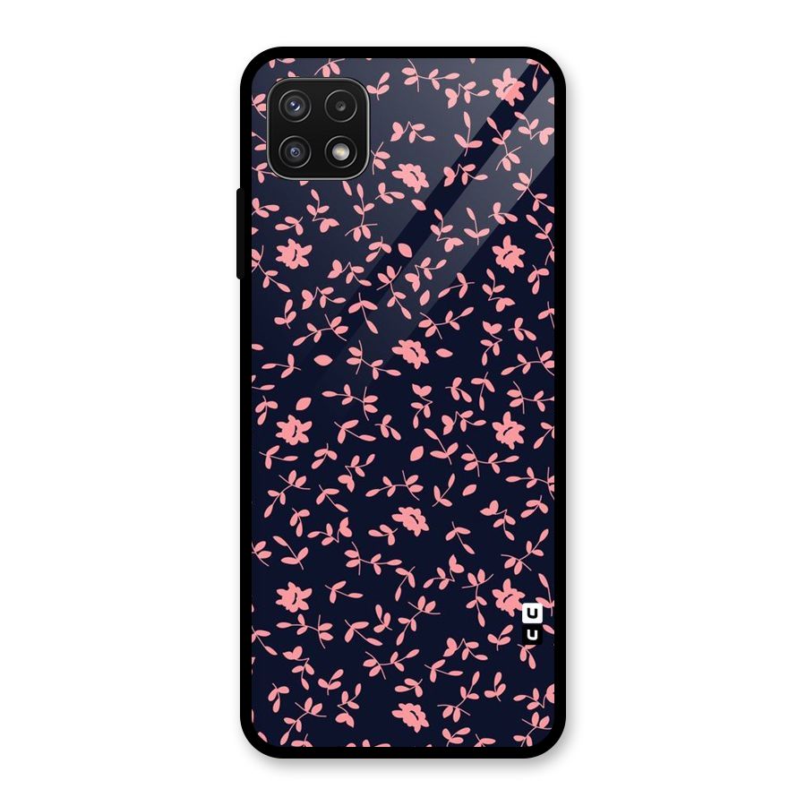 Pink Plant Design Glass Back Case for Galaxy A22 5G
