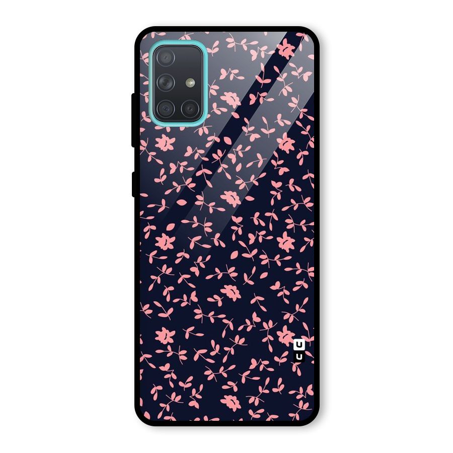 Pink Plant Design Glass Back Case for Galaxy A71