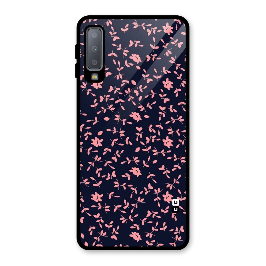 Pink Plant Design Glass Back Case for Galaxy A7 (2018)