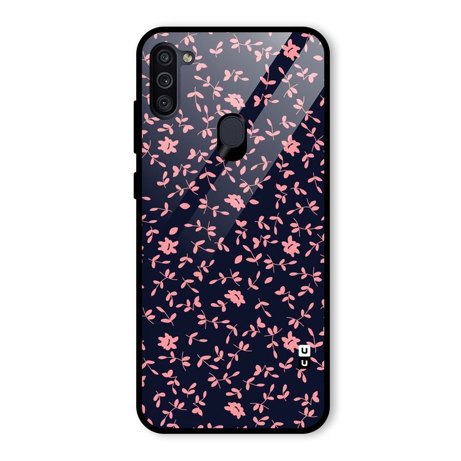 Pink Plant Design Glass Back Case for Galaxy M11