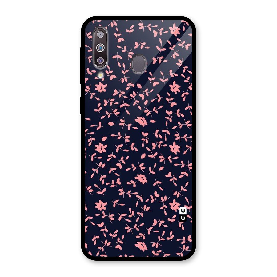 Pink Plant Design Glass Back Case for Galaxy M30