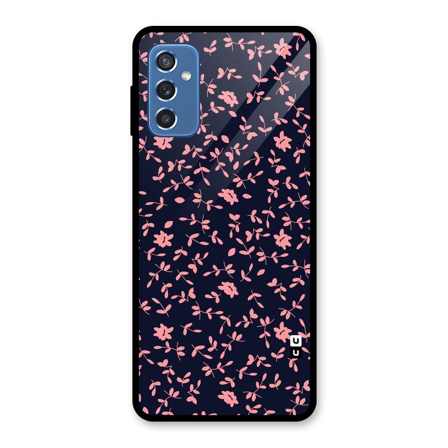 Pink Plant Design Glass Back Case for Galaxy M52 5G