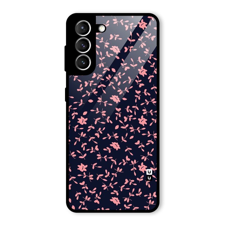 Pink Plant Design Glass Back Case for Galaxy S21 5G