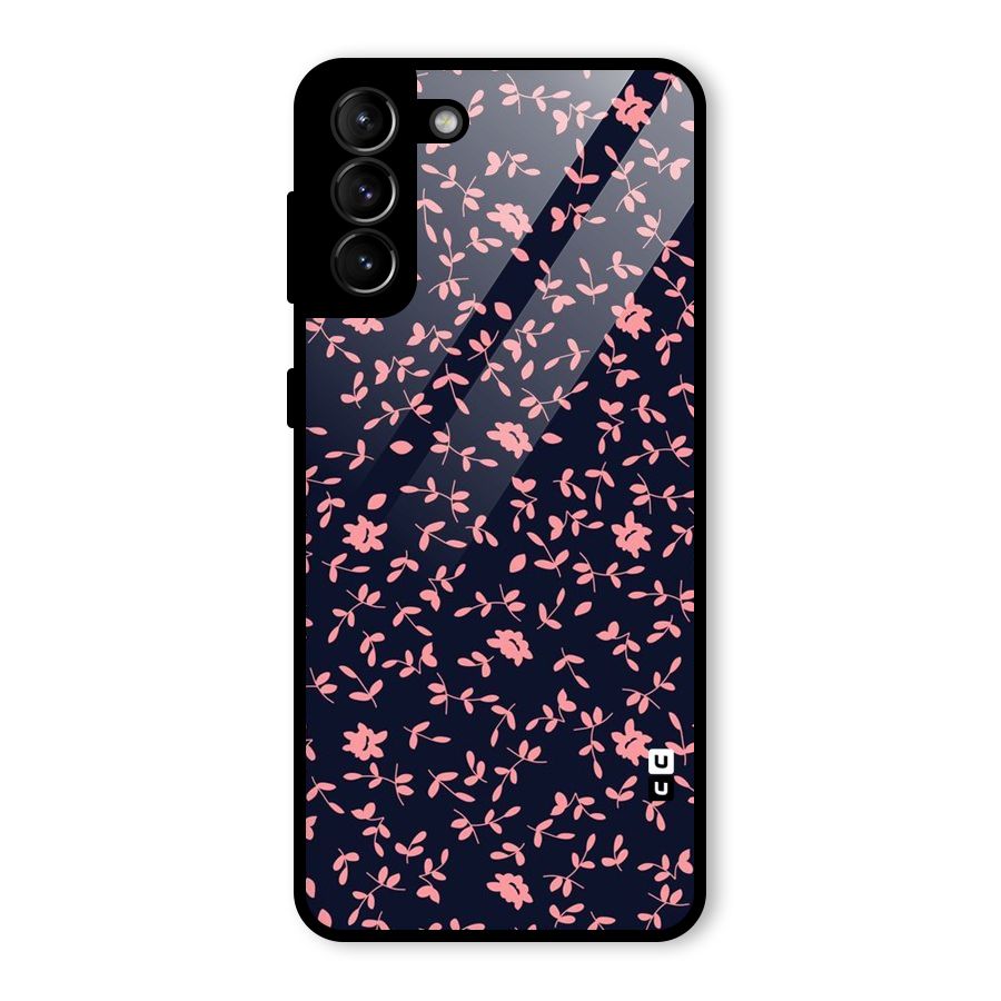 Pink Plant Design Glass Back Case for Galaxy S21 Plus
