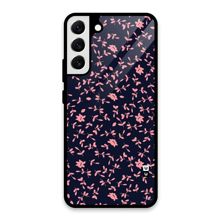 Pink Plant Design Glass Back Case for Galaxy S22 Plus 5G