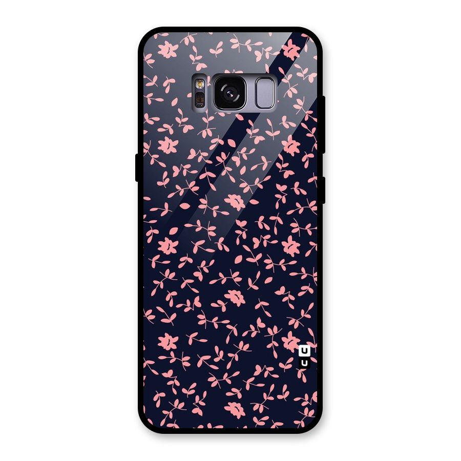 Pink Plant Design Glass Back Case for Galaxy S8