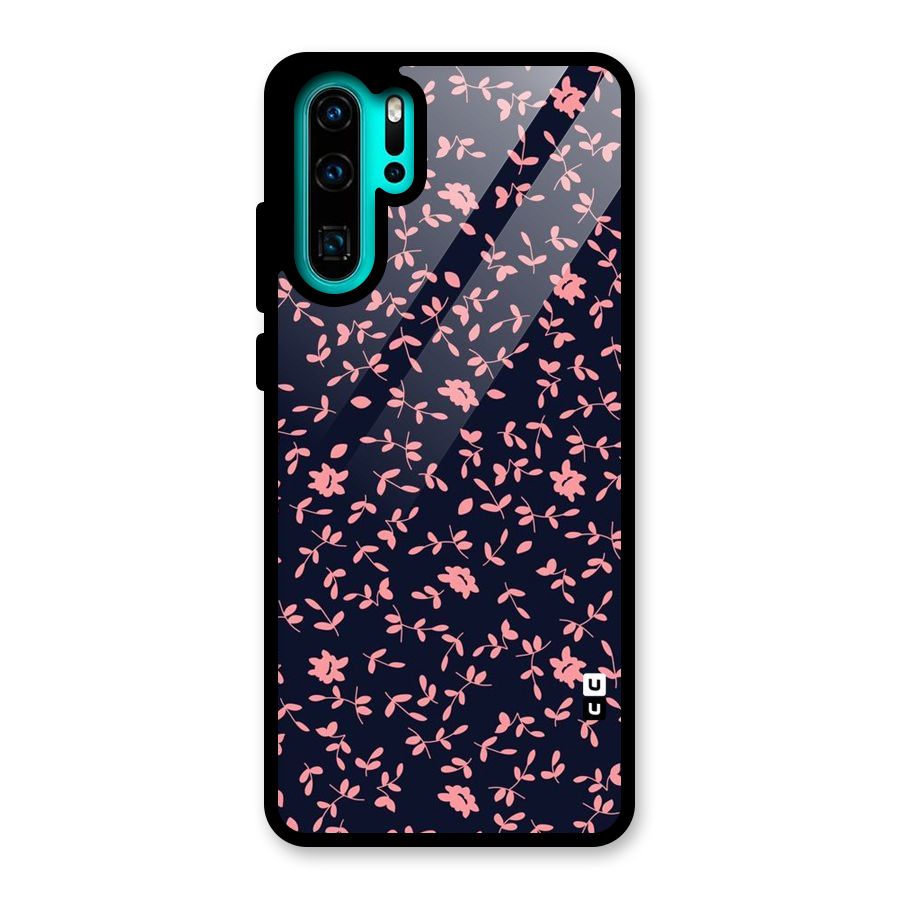 Pink Plant Design Glass Back Case for Huawei P30 Pro