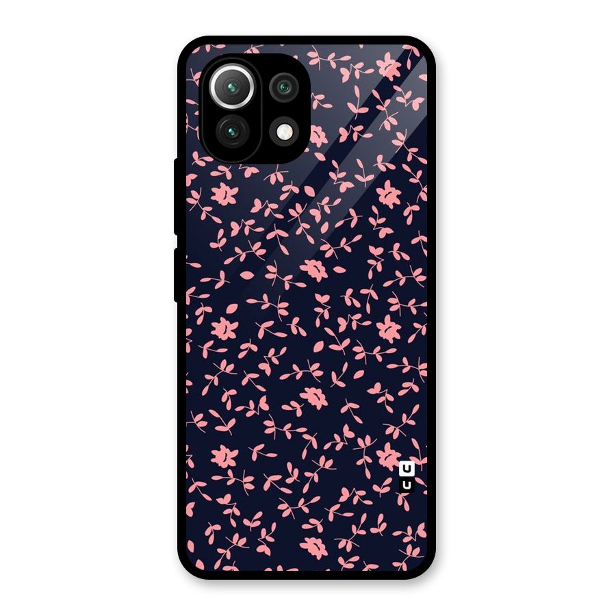 Pink Plant Design Glass Back Case for Mi 11 Lite NE 5G