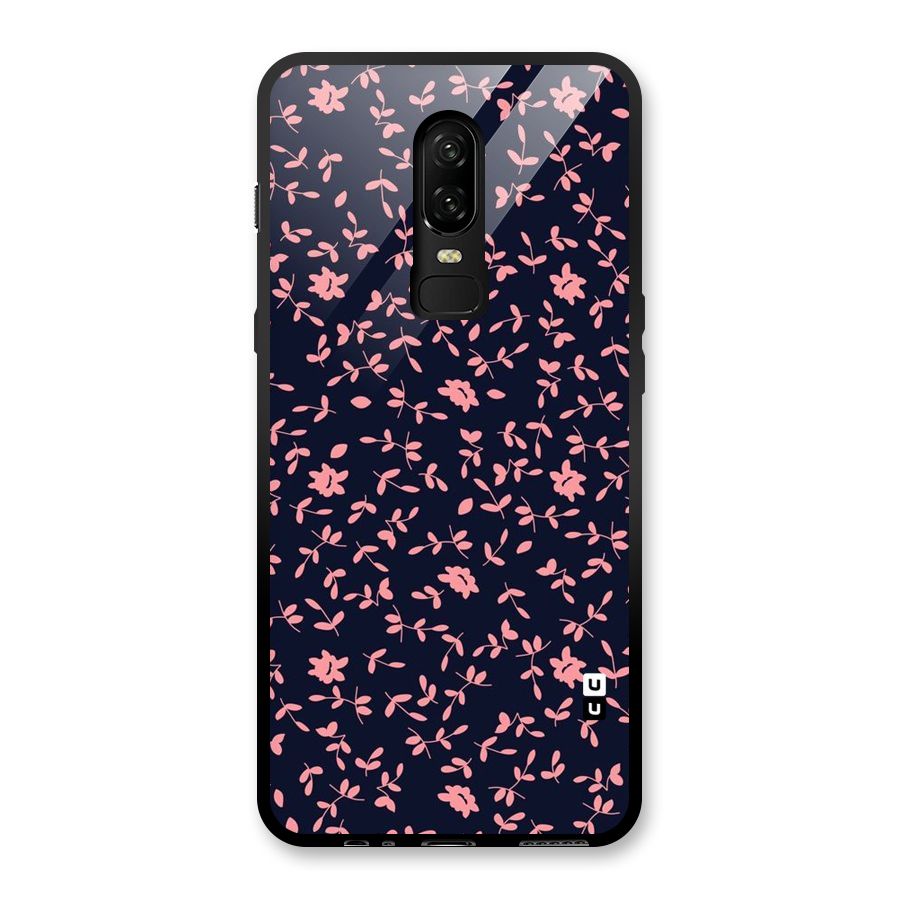 Pink Plant Design Glass Back Case for OnePlus 6