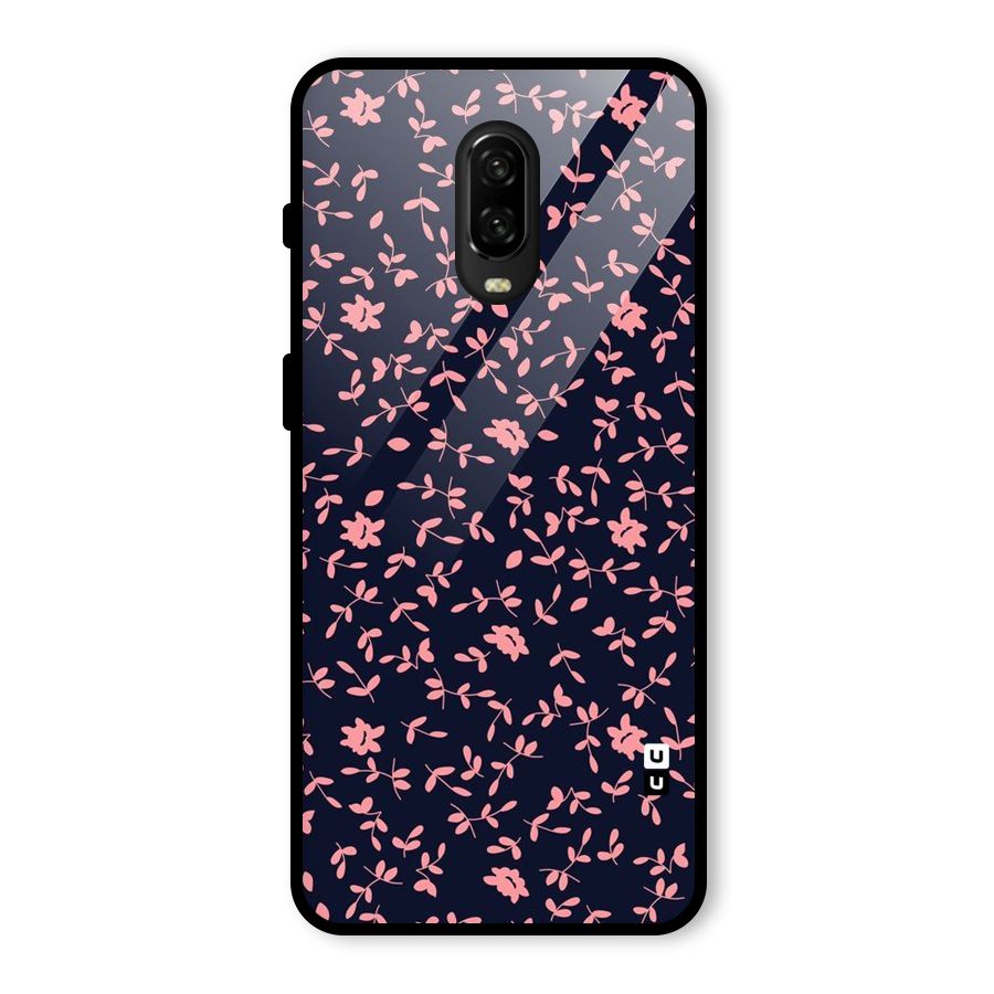 Pink Plant Design Glass Back Case for OnePlus 6T