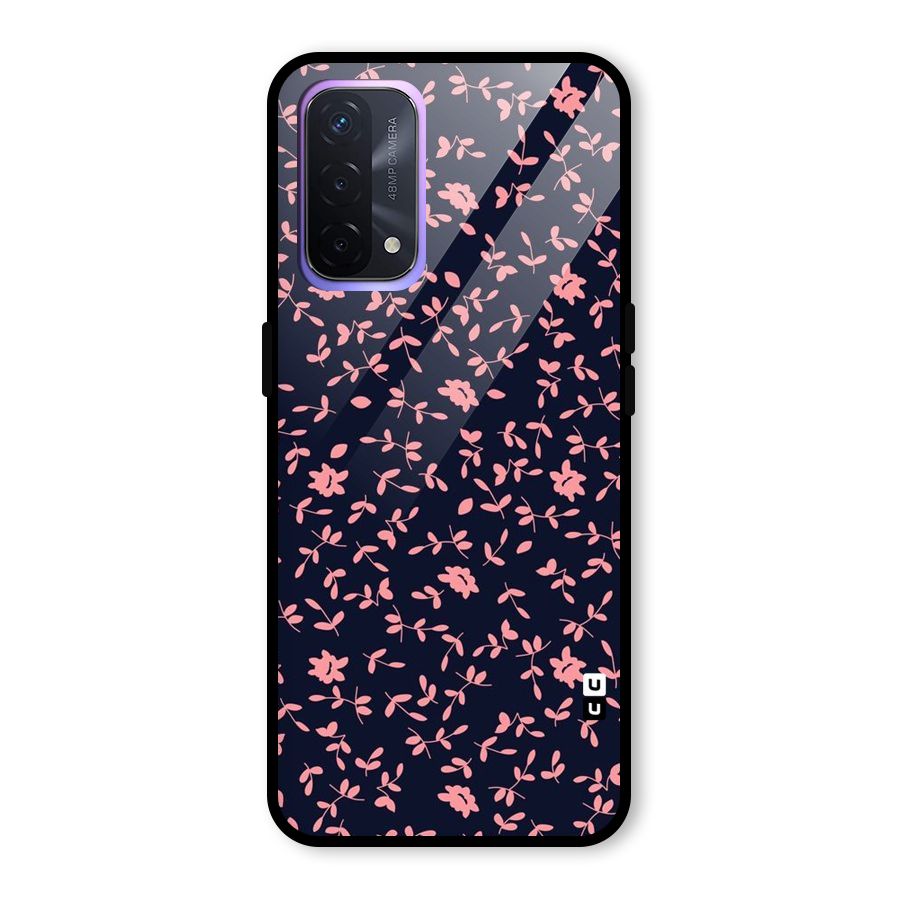 Pink Plant Design Glass Back Case for Oppo A74 5G