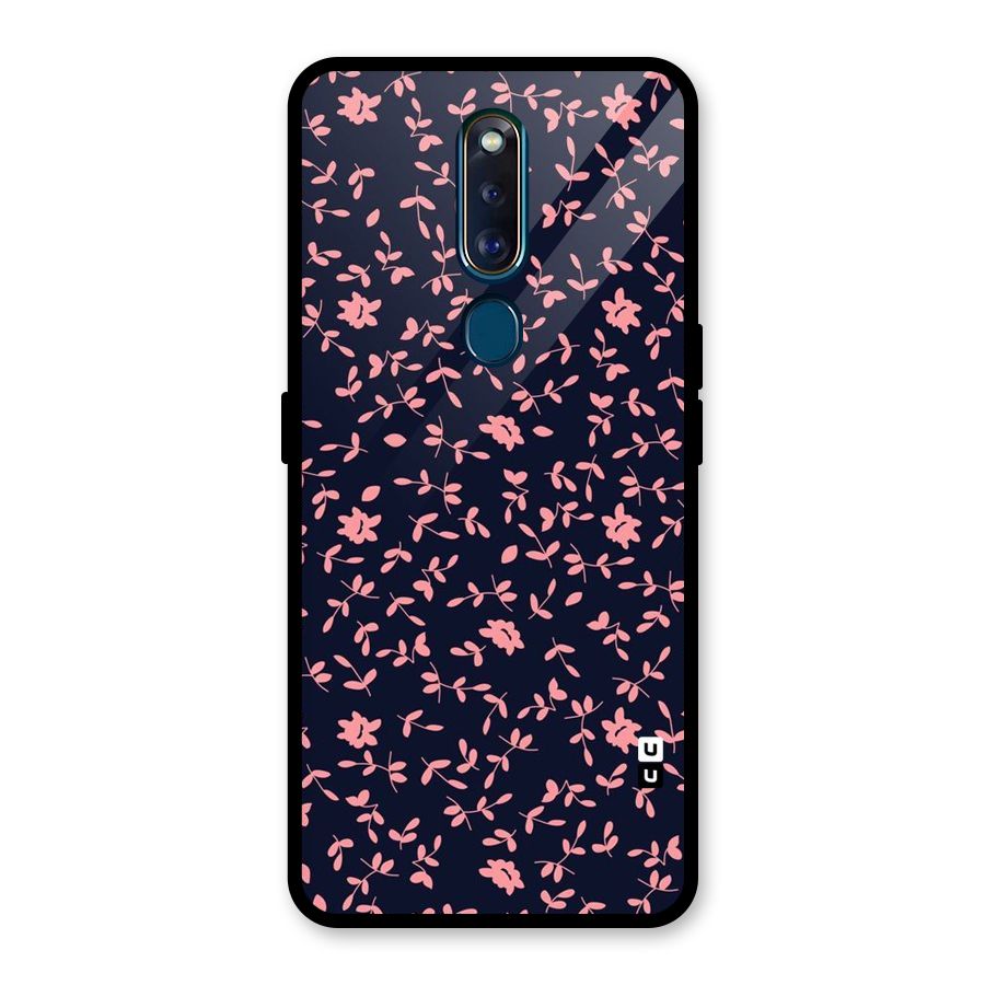 Pink Plant Design Glass Back Case for Oppo F11 Pro