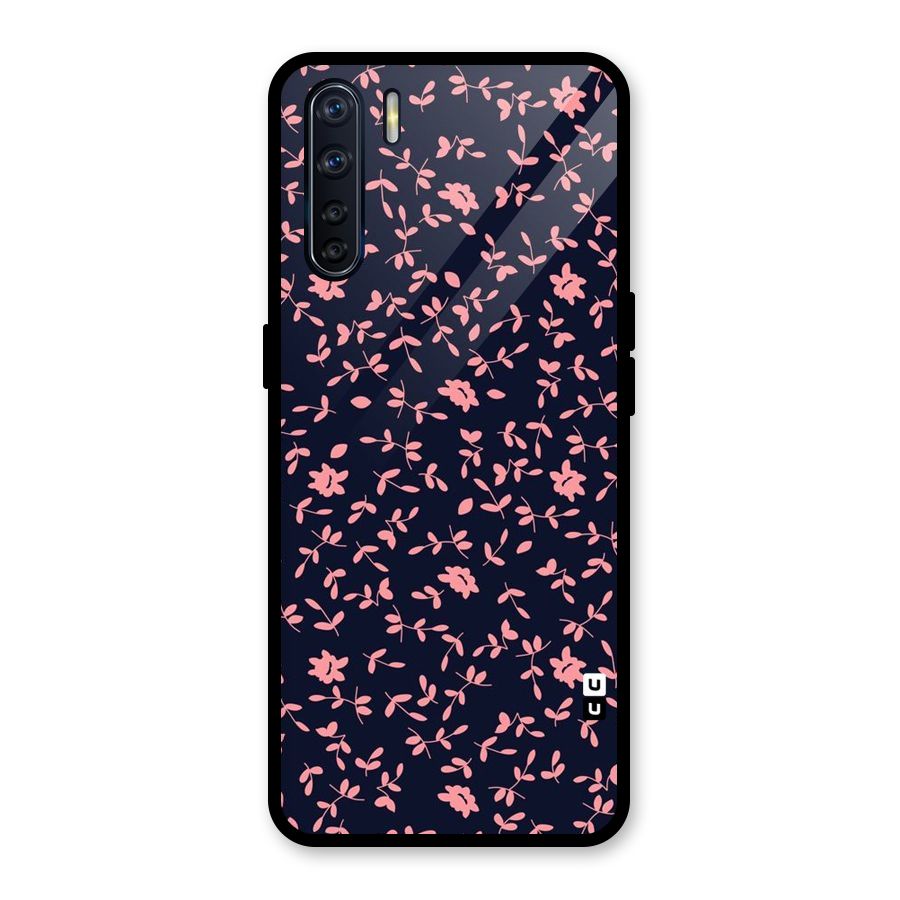 Pink Plant Design Glass Back Case for Oppo F15