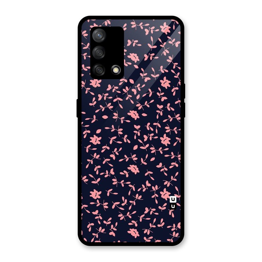 Pink Plant Design Glass Back Case for Oppo F19