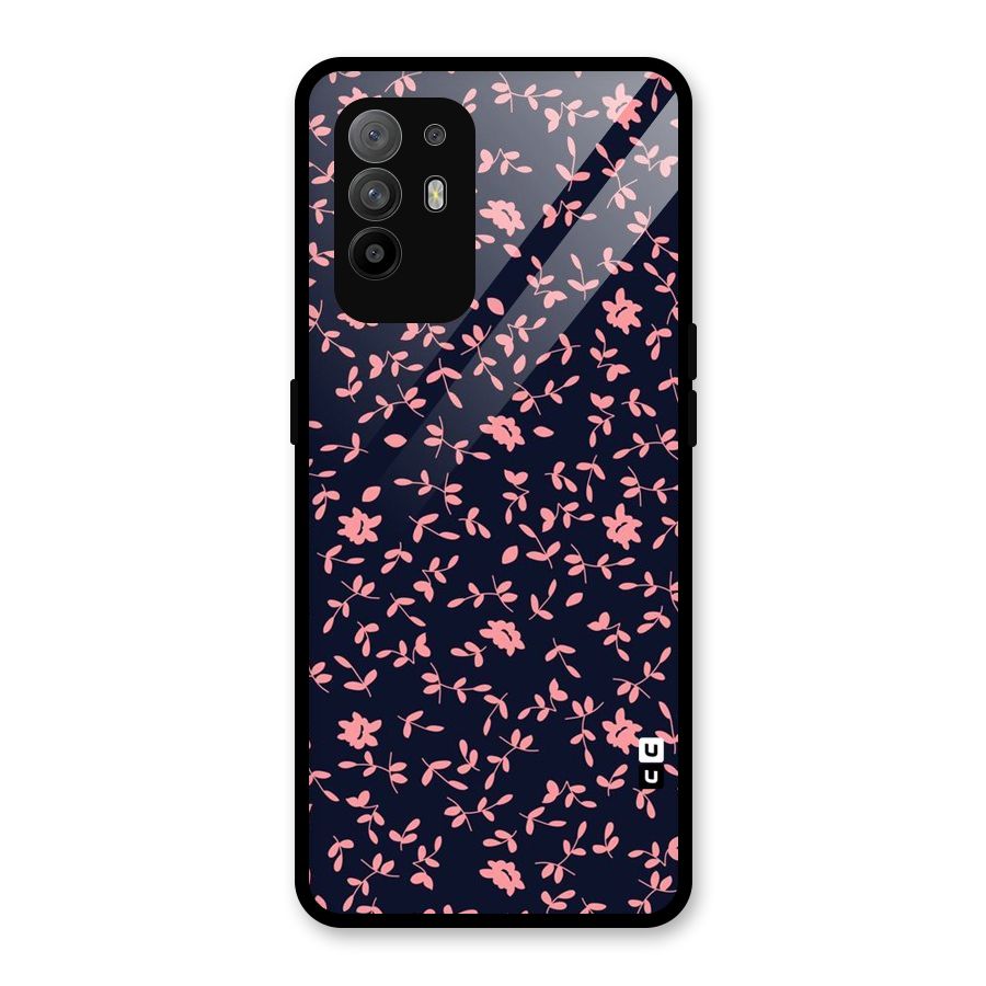 Pink Plant Design Glass Back Case for Oppo F19 Pro Plus 5G