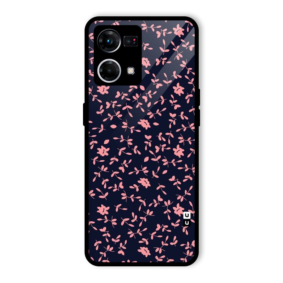 Pink Plant Design Glass Back Case for Oppo F21 Pro 4G