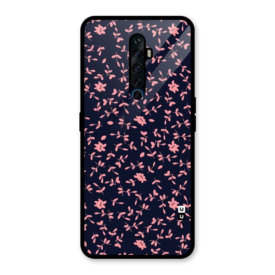 Pink Plant Design Glass Back Case for Oppo Reno2 F