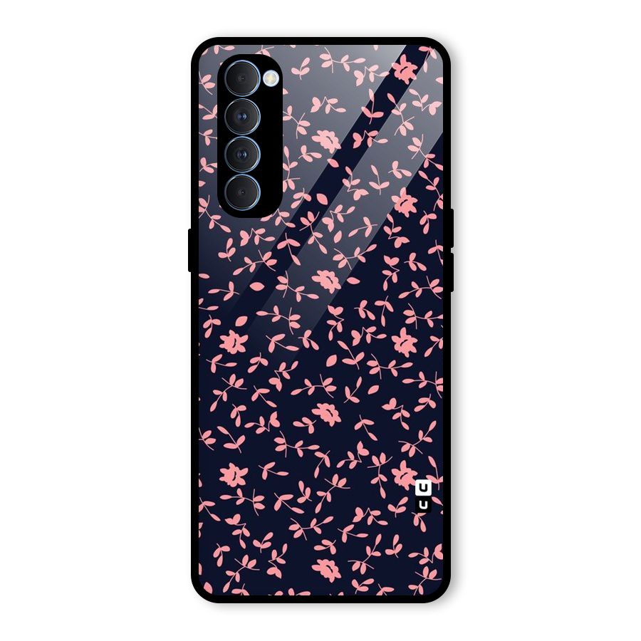Pink Plant Design Glass Back Case for Oppo Reno4 Pro