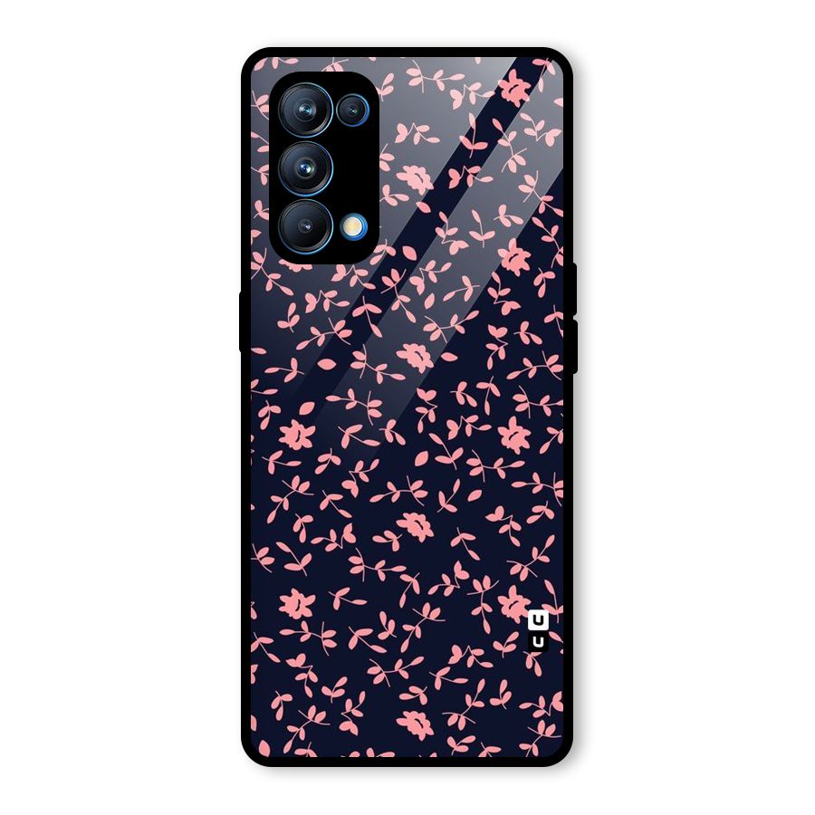 Pink Plant Design Glass Back Case for Oppo Reno5 Pro 5G