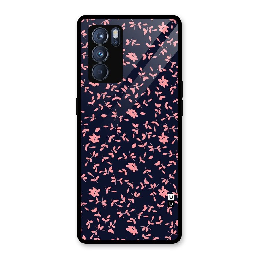 Pink Plant Design Glass Back Case for Oppo Reno6 Pro 5G