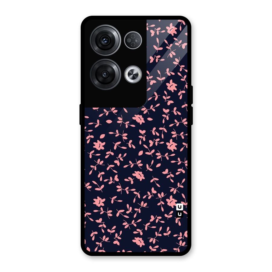 Pink Plant Design Glass Back Case for Oppo Reno8 Pro 5G