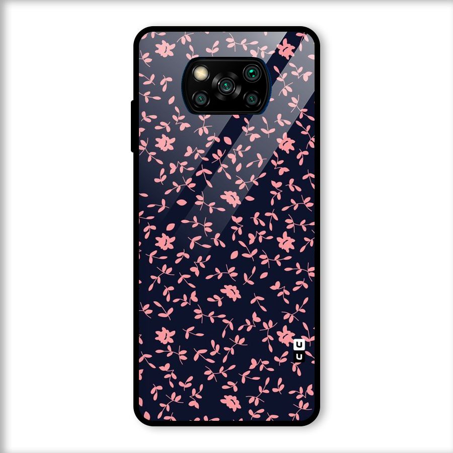 Pink Plant Design Glass Back Case for Poco X3