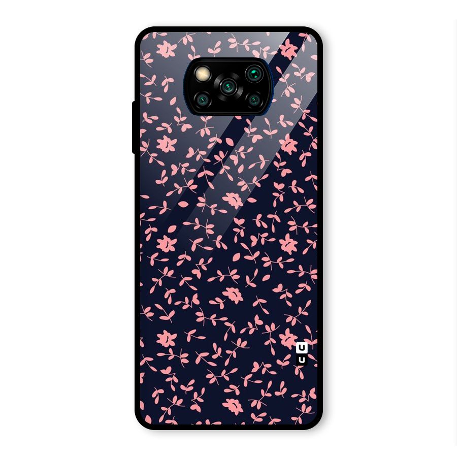 Pink Plant Design Glass Back Case for Poco X3 Pro