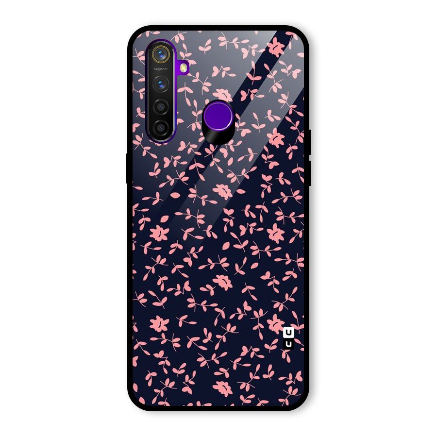 Pink Plant Design Glass Back Case for Realme 5 Pro