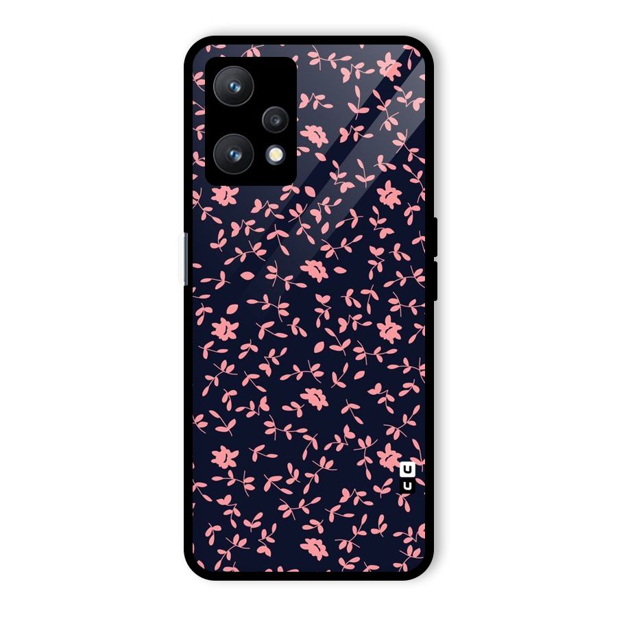 Pink Plant Design Glass Back Case for Realme 9 Pro 5G