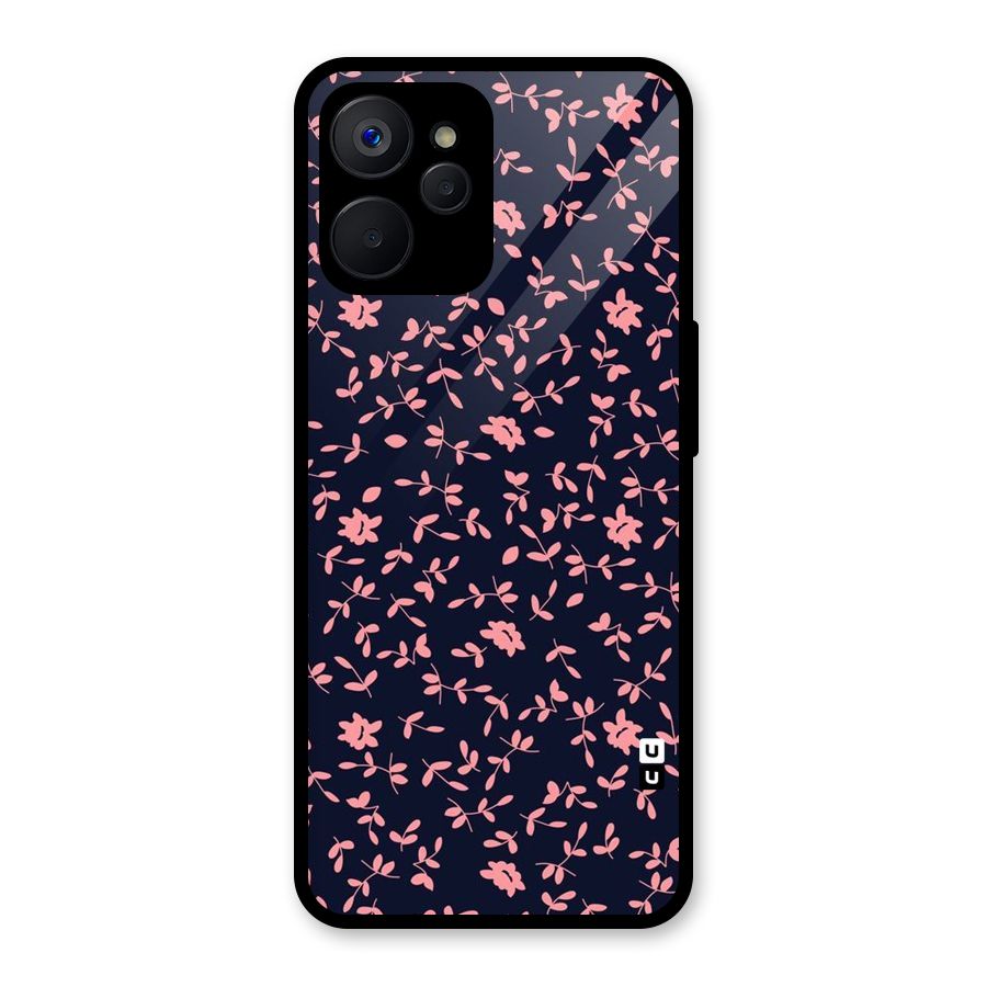 Pink Plant Design Glass Back Case for Realme 9i 5G