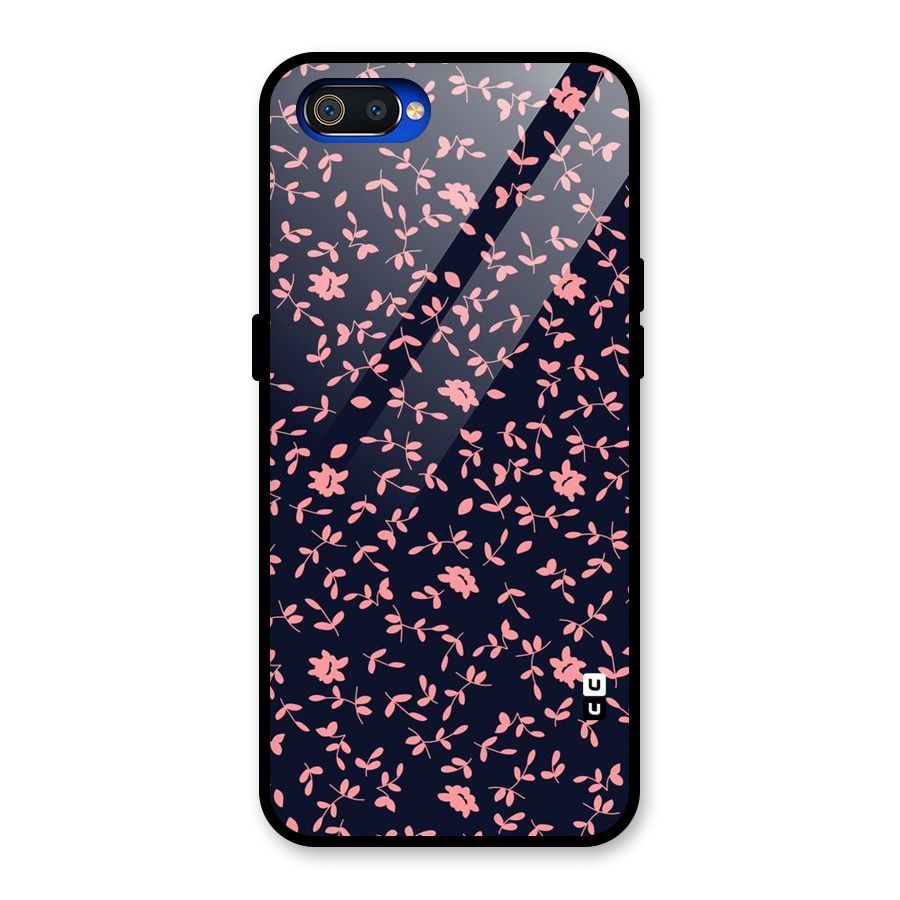 Pink Plant Design Glass Back Case for Realme C2