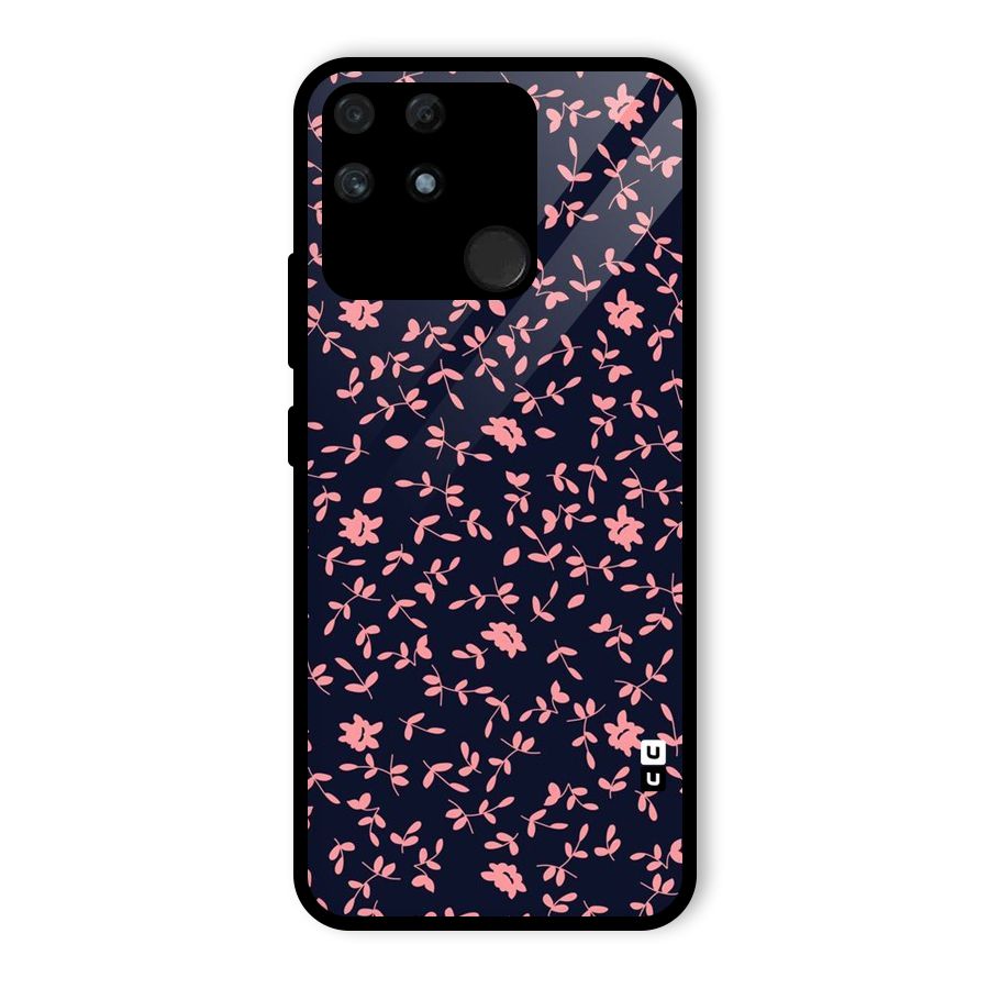 Pink Plant Design Glass Back Case for Realme Narzo 50A