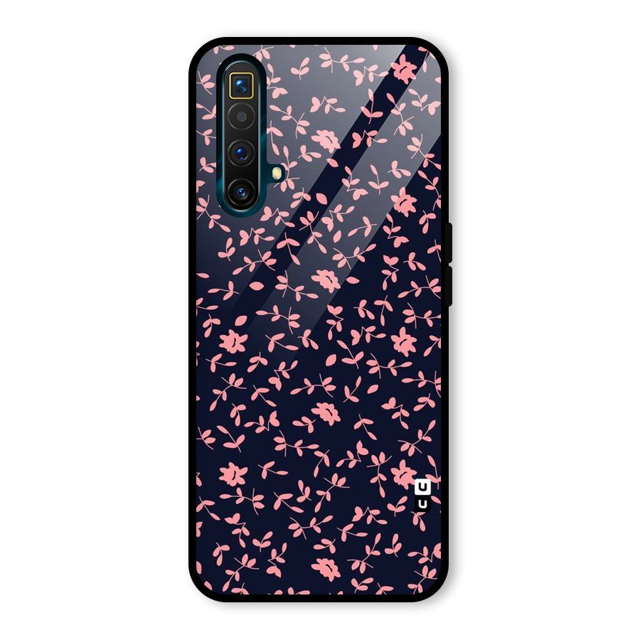 Pink Plant Design Glass Back Case for Realme X3