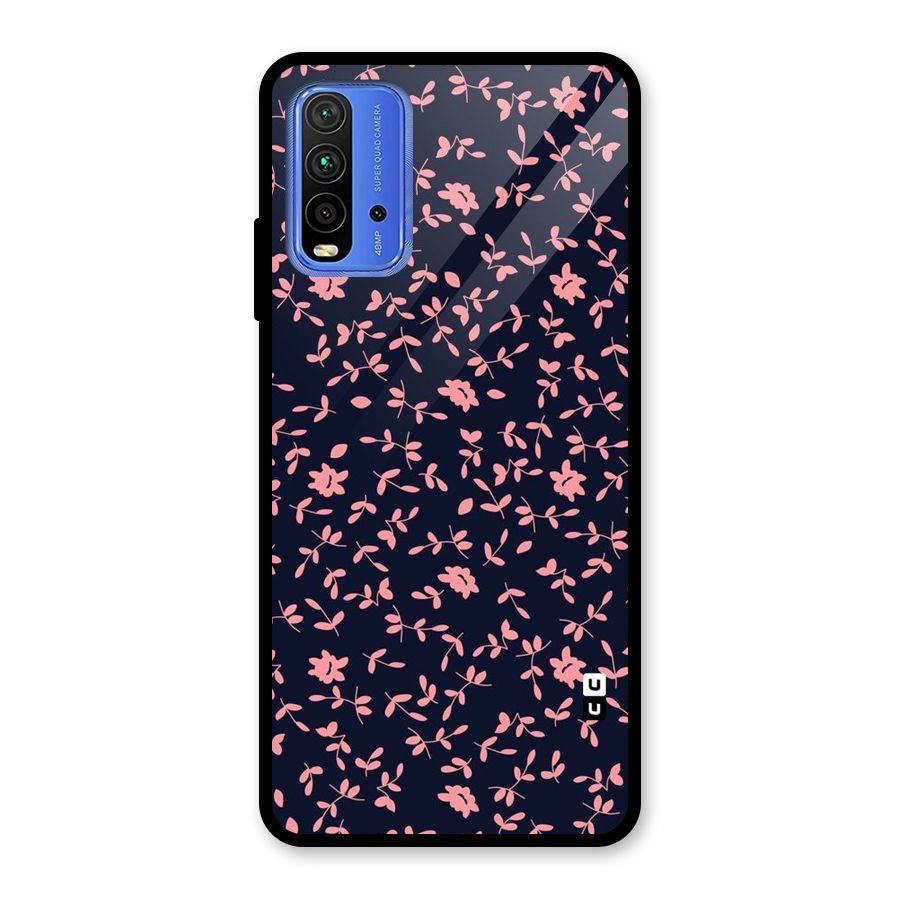 Pink Plant Design Glass Back Case for Redmi 9 Power