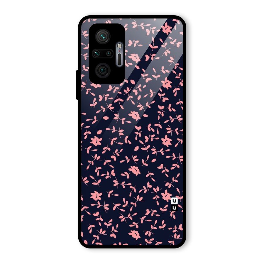 Pink Plant Design Glass Back Case for Redmi Note 10 Pro