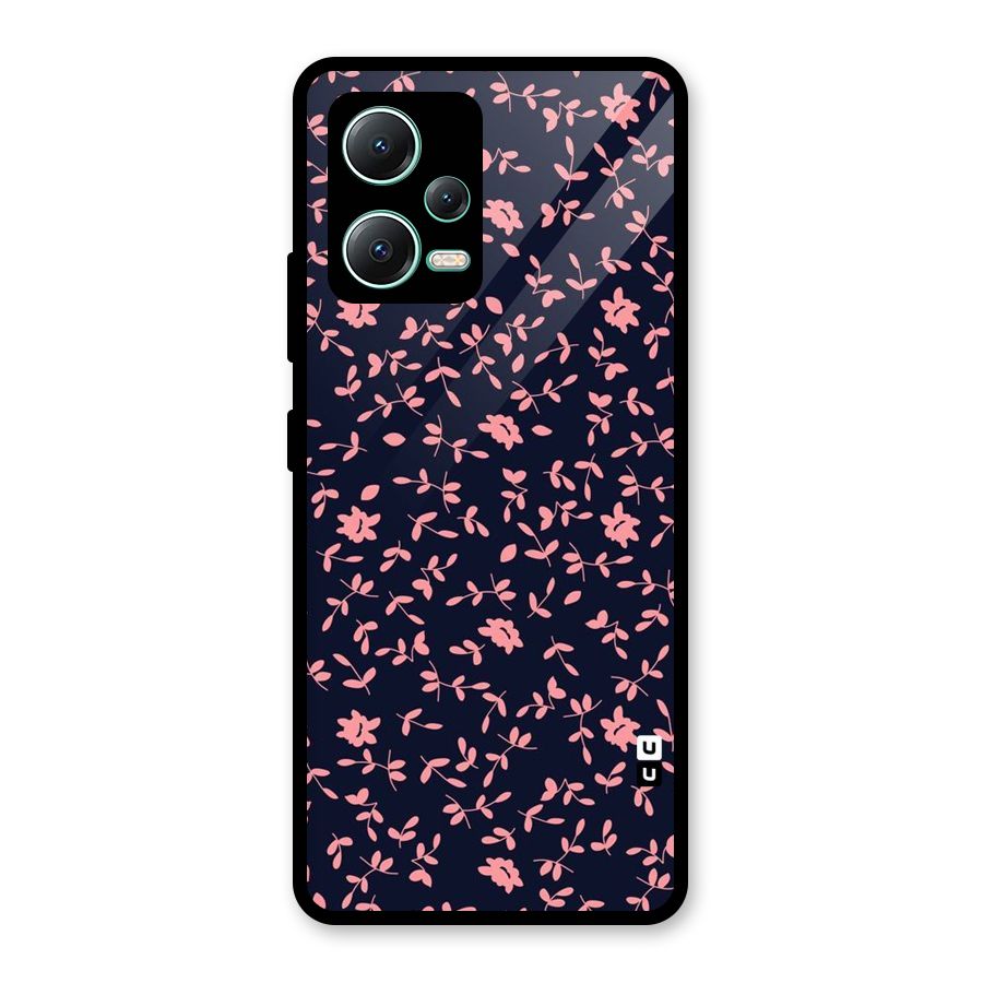Pink Plant Design Glass Back Case for Redmi Note 12 5G