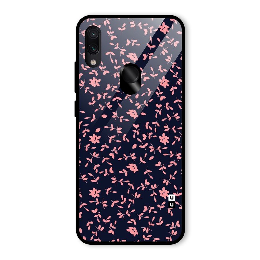 Pink Plant Design Glass Back Case for Redmi Note 7S