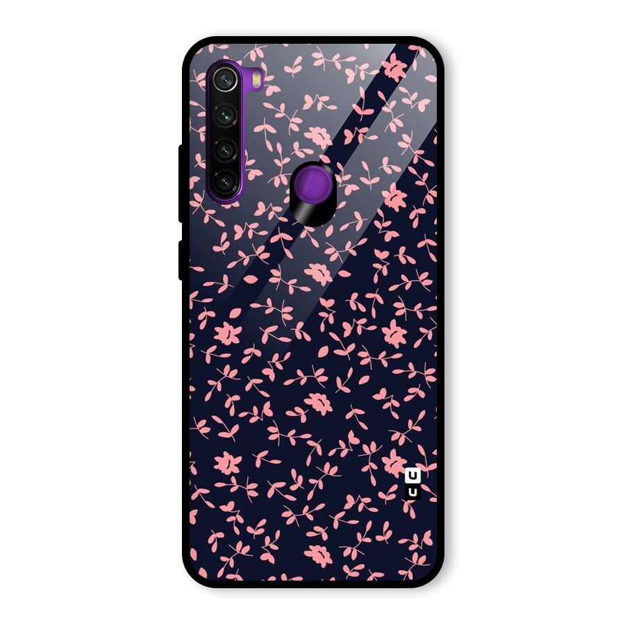 Pink Plant Design Glass Back Case for Redmi Note 8
