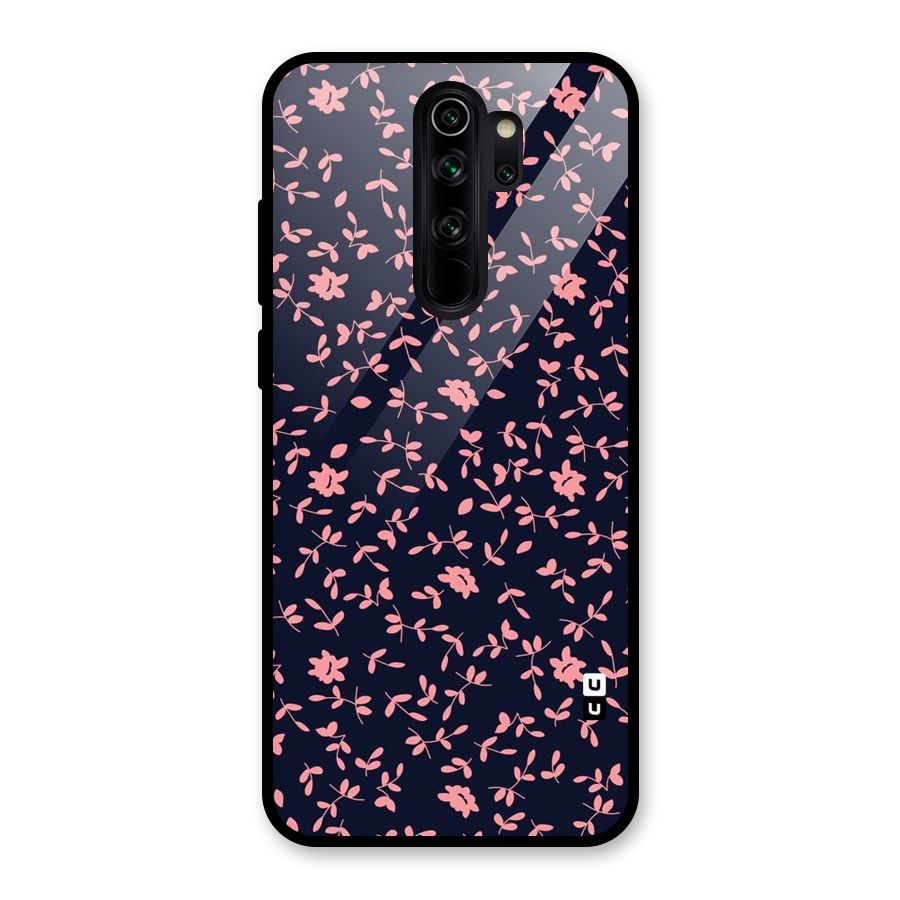Pink Plant Design Glass Back Case for Redmi Note 8 Pro