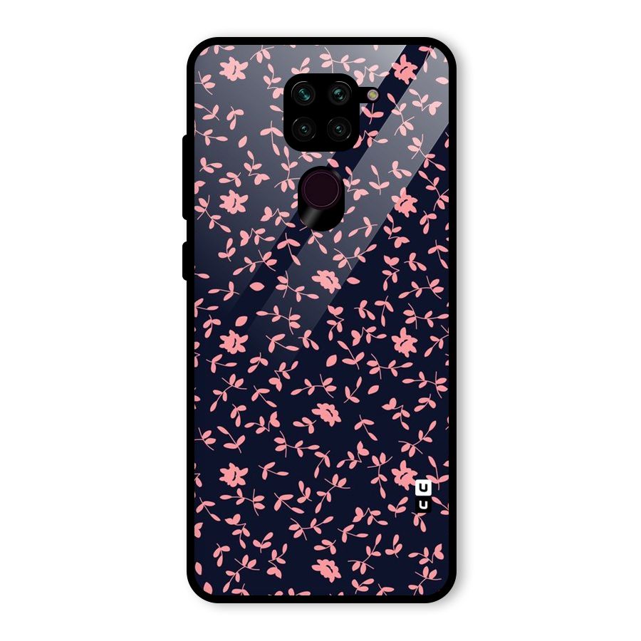 Pink Plant Design Glass Back Case for Redmi Note 9